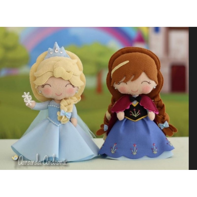 Bonecas Ana e Elsa Frozen feltro