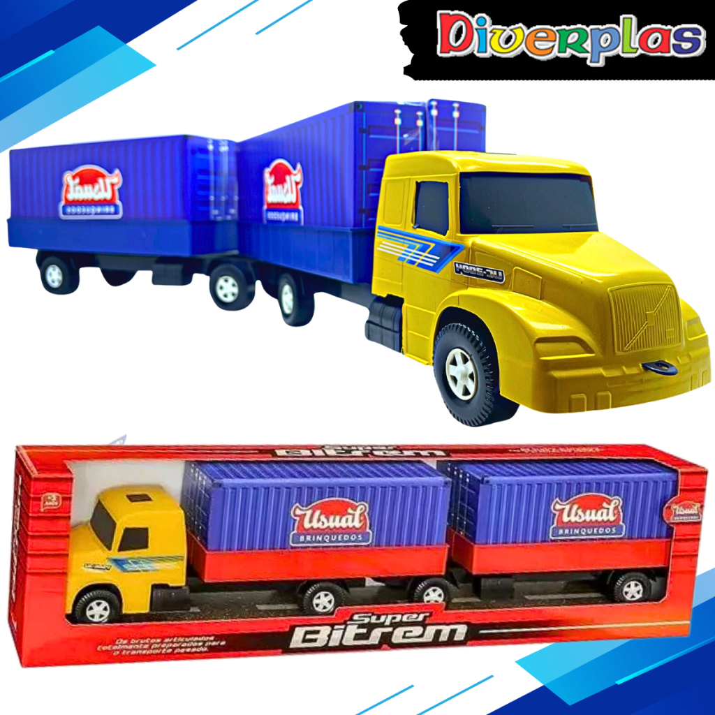 Caminhão grande de brinquedo com caçamba azul huracan - Usual
