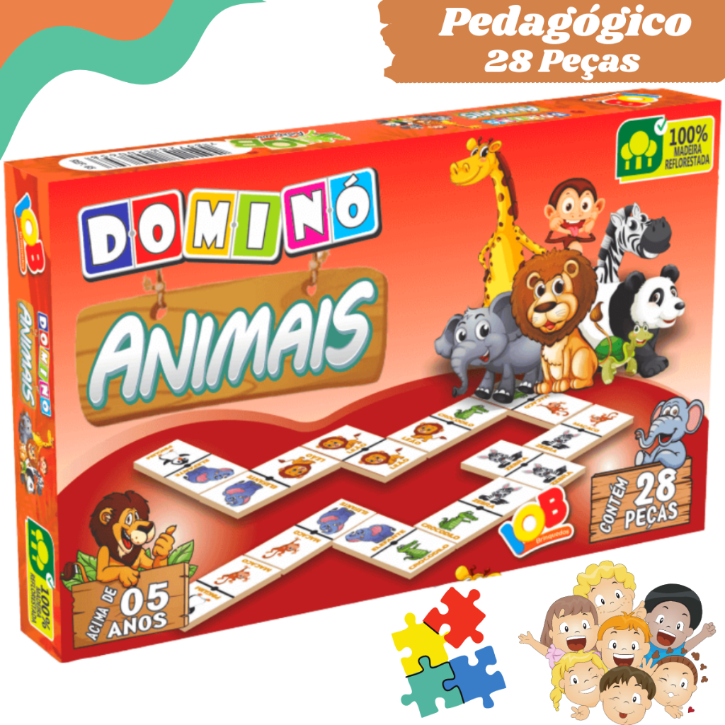 Jogo Educativo Dominó Infantil Animais - Maninho - Brinquedos Pé