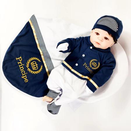 Saída de maternidade bebê menino bordado príncipe 100% algodão