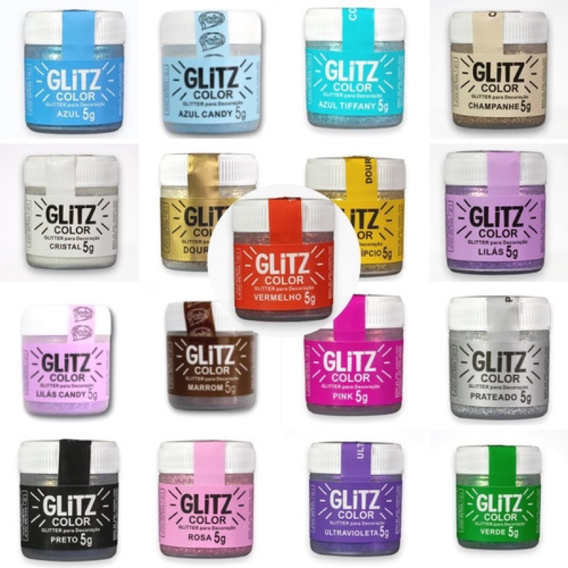 PÓ GLITTER DECORAÇÃO GLITZ FAB! 5g CORANTE BRILHO COMESTÍVEL