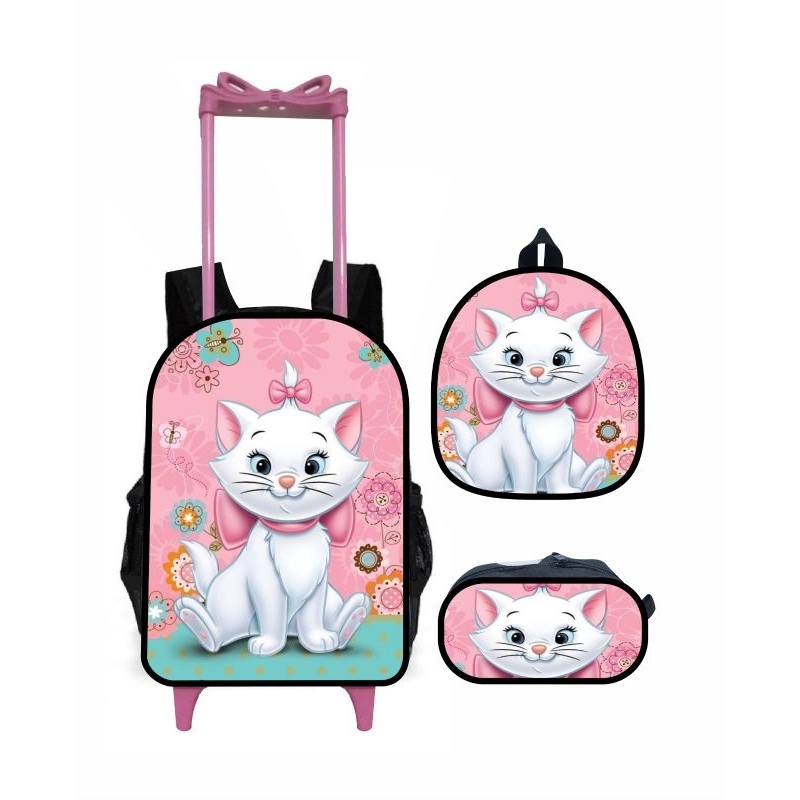 mochila escolar gata Marie com rodinhas