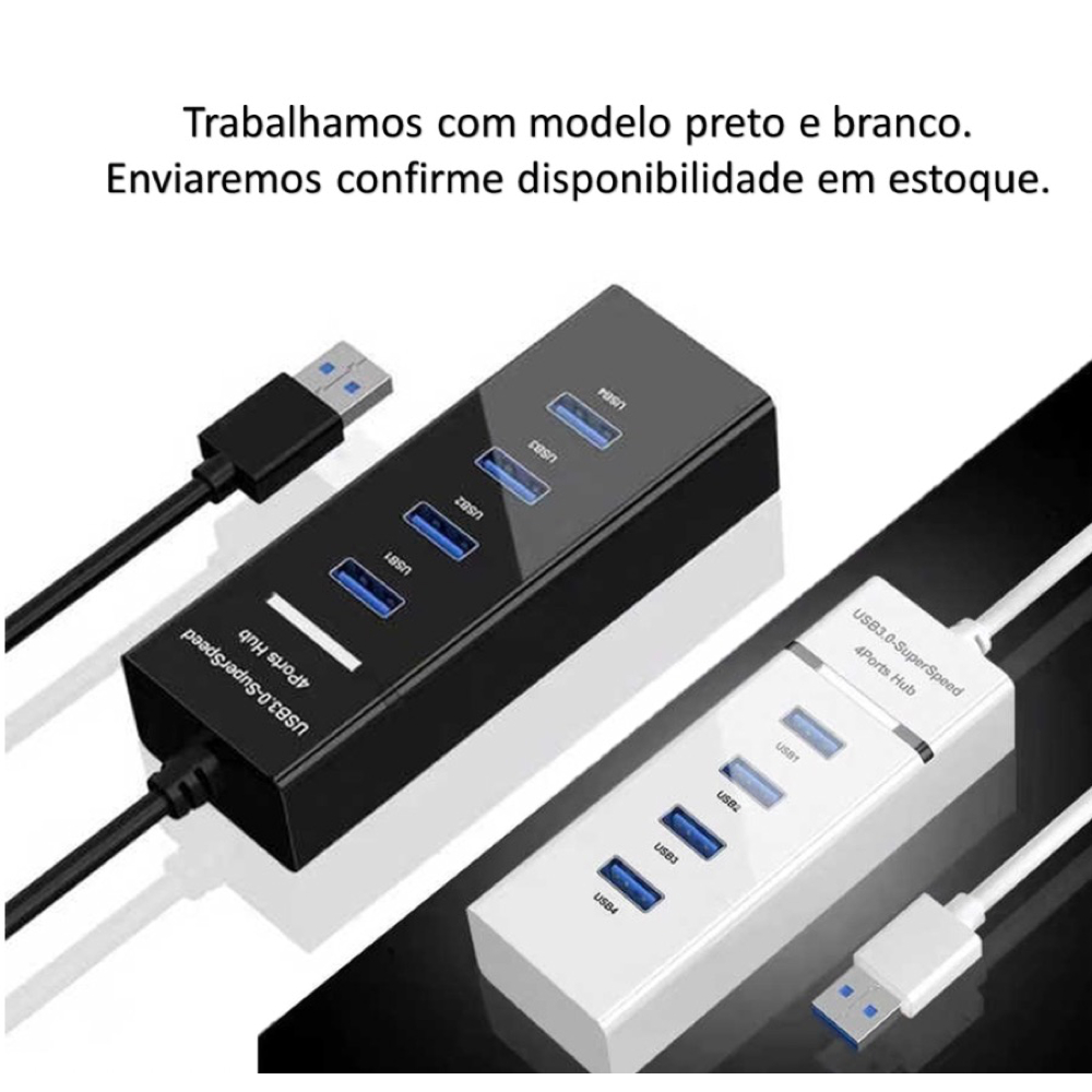 Hub Usb 3.0 4 portas Expansor Rápido 5 Gbps Alta Velocidade Alta Resistência