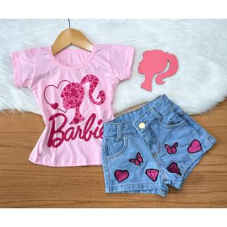 Conjunto Blusa Com Short Moda Infantil Barbie Verão Meninas - Mimos da Babih