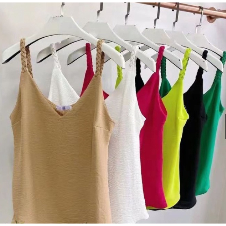 Regata feminina alça larga trança duna verão fashion moda [03]