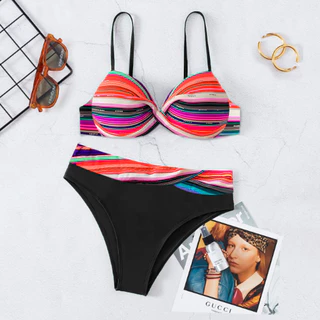 Biquíni Multicolorido com Bojo e Aro Sustentação Calcinha Conforto Cores Variadas 38 40 42 44 em Oferta na Shopee
