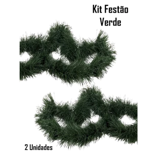 Kit 2 Festão Verde Escuro Decoração de Natal para Janela de 2 Metros