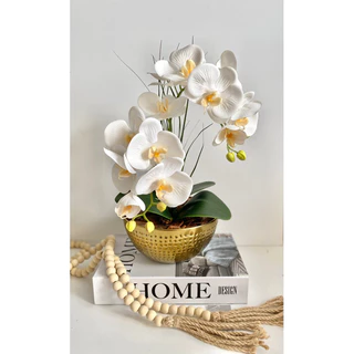 Arranjo de Orquídea Artificial Metalizado Rosé Gold/ Cerâmica/ Vidro Rústica Sofisticado Decoração de Ambientes