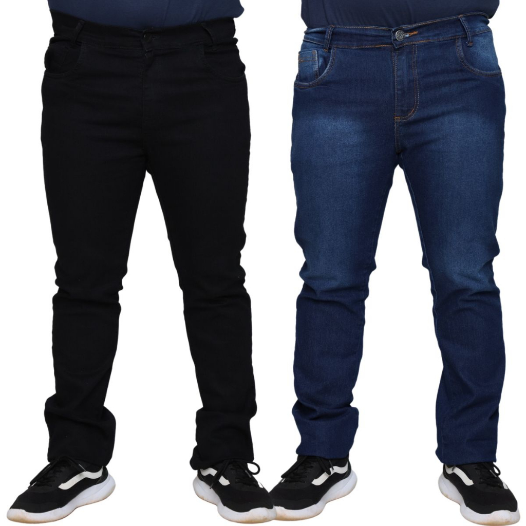 Kit 2 Calça Jeans Masculina Lycra Elastano Tamanho Especial Plus Size 58 ao 62