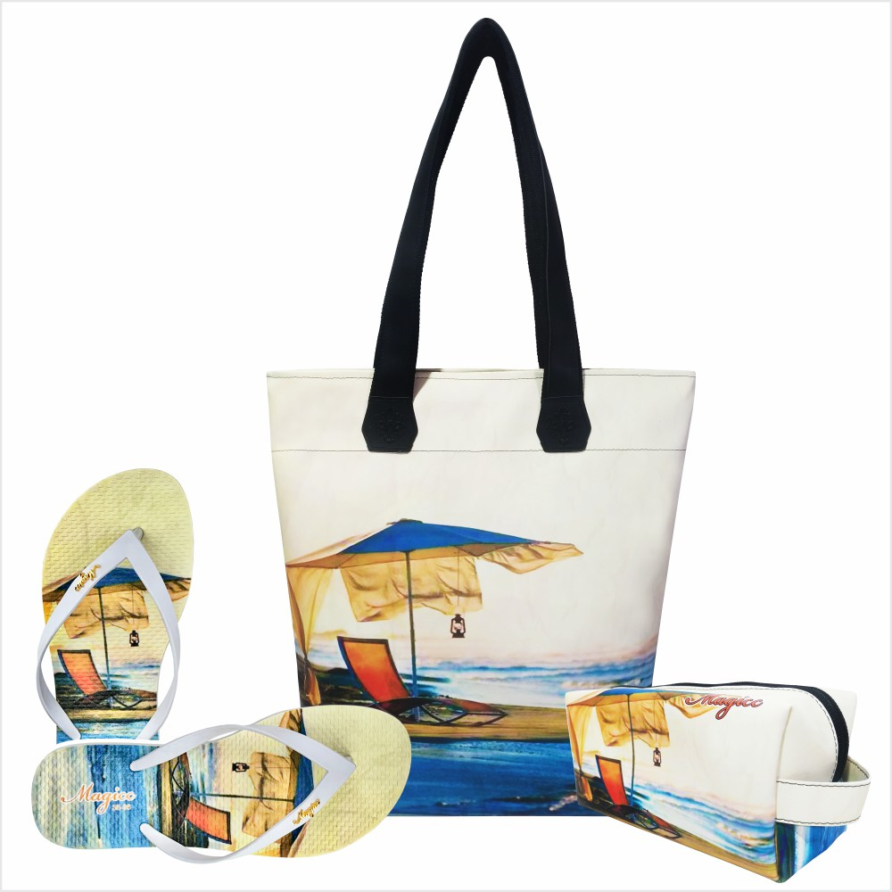 Kit Praia Feminino Guarda-Sol - Bolsa, Necessaire e Chinelo, Magicc ...