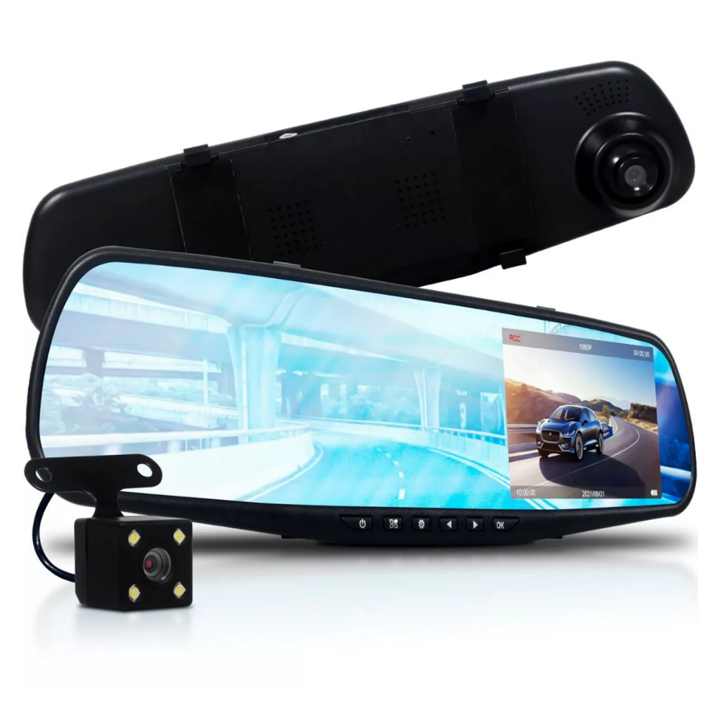 Retrovisor Espelho Monitor Câmera Frontal Full HD 1080 4.3 polegadas e ...