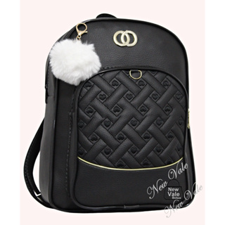 Mochila Feminina Bolsa Estilosa Estampa Design Exclusivo + Pompom.