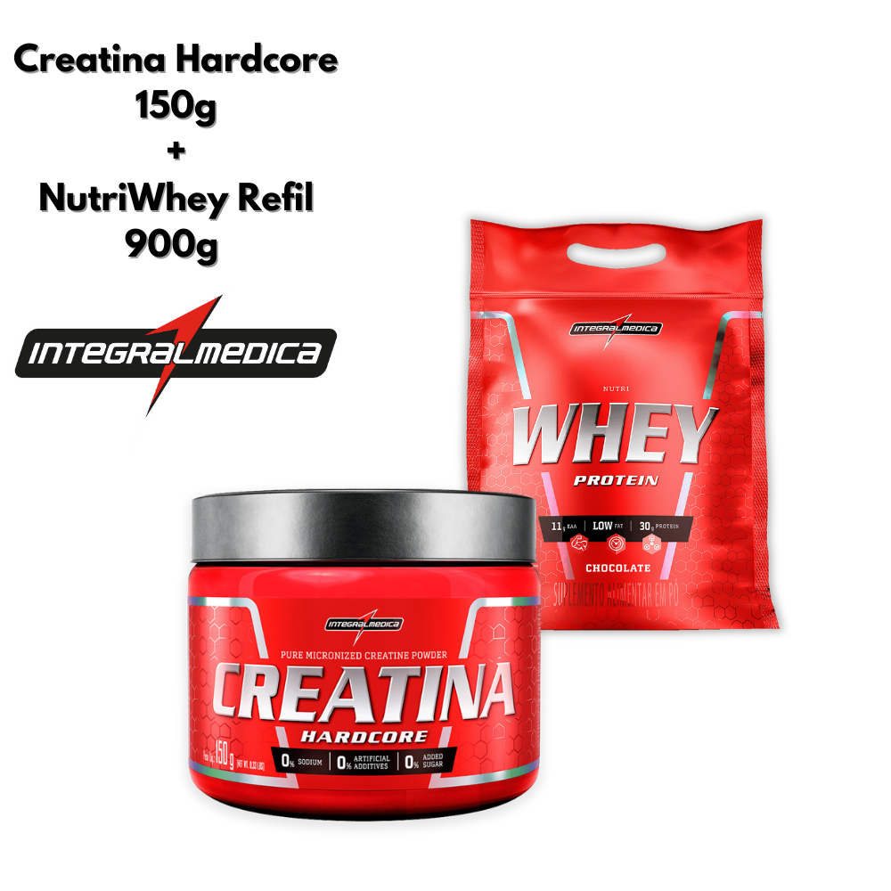 Kit Creatina Hardcore 150g + Nutri Whey 900g - Integral Médica