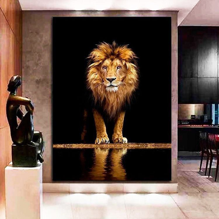 Quadro Grande Leão Judá Moderno Decorativo Luxo 4k Sala Pronta Entrega