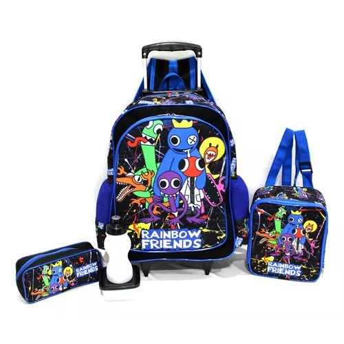 Kit Mochila Escolar Rainbow Friends Azul Bobao Jogo Roblox