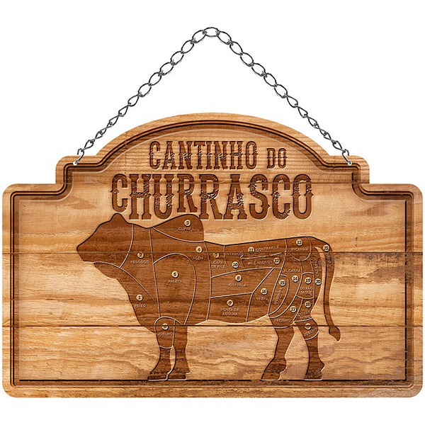 Placa Decorativa Em MDF - Cantinho do Churrasco - 27,5x20cm