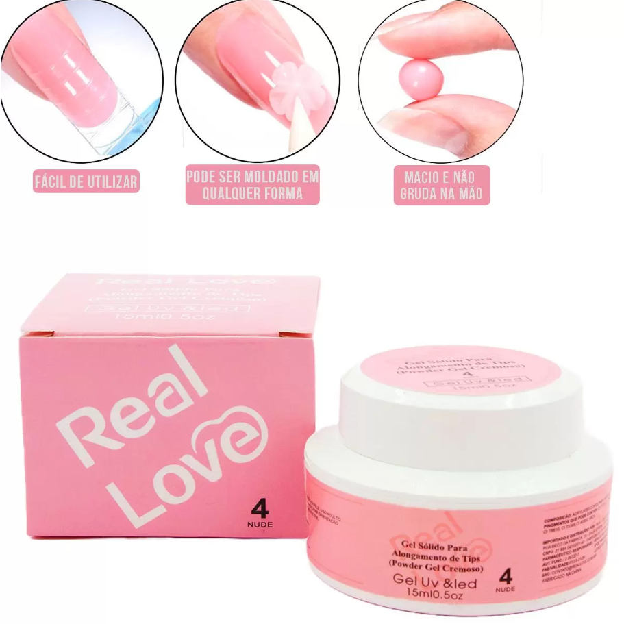 Gel De Alongamento Solido UV&Led15 ML Real Love Alongamentos Tips