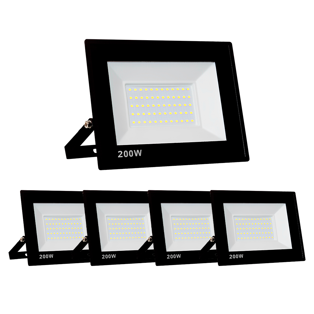 Kit 5 Refletor LED 200w Branco Frio À Prova D'Agua Holofote