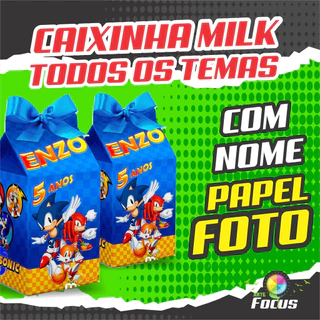 10 Caixinhas Milk Todos os temas - Papel foto - Galinha pintadinha, mickey, poderoso chefinho, masha e urso, safari.