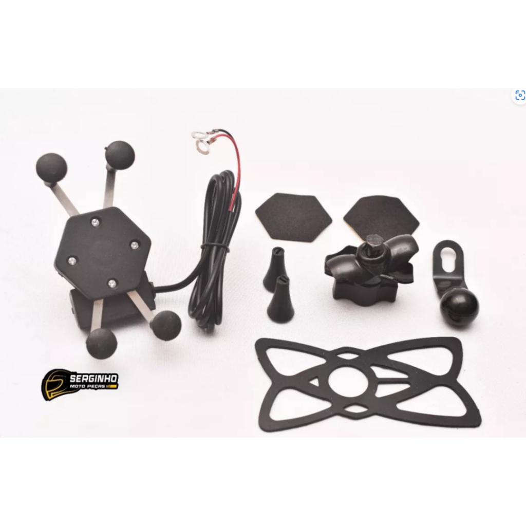 Suporte Celular Moto Com Carregador Universal Usb Garra X