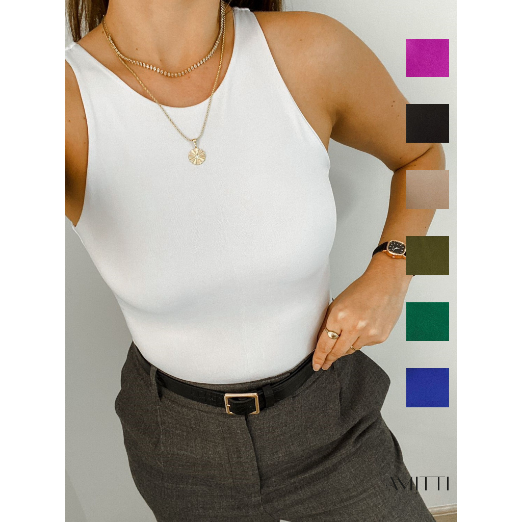 Body Feminino Suplex Regata Lisa Blusinha Básica