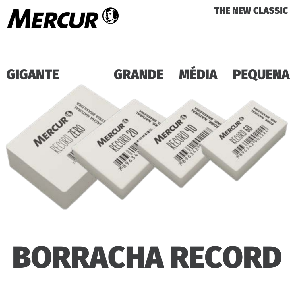 Kit Borracha Mercur Branca Record 60, 40, 20 e Zero