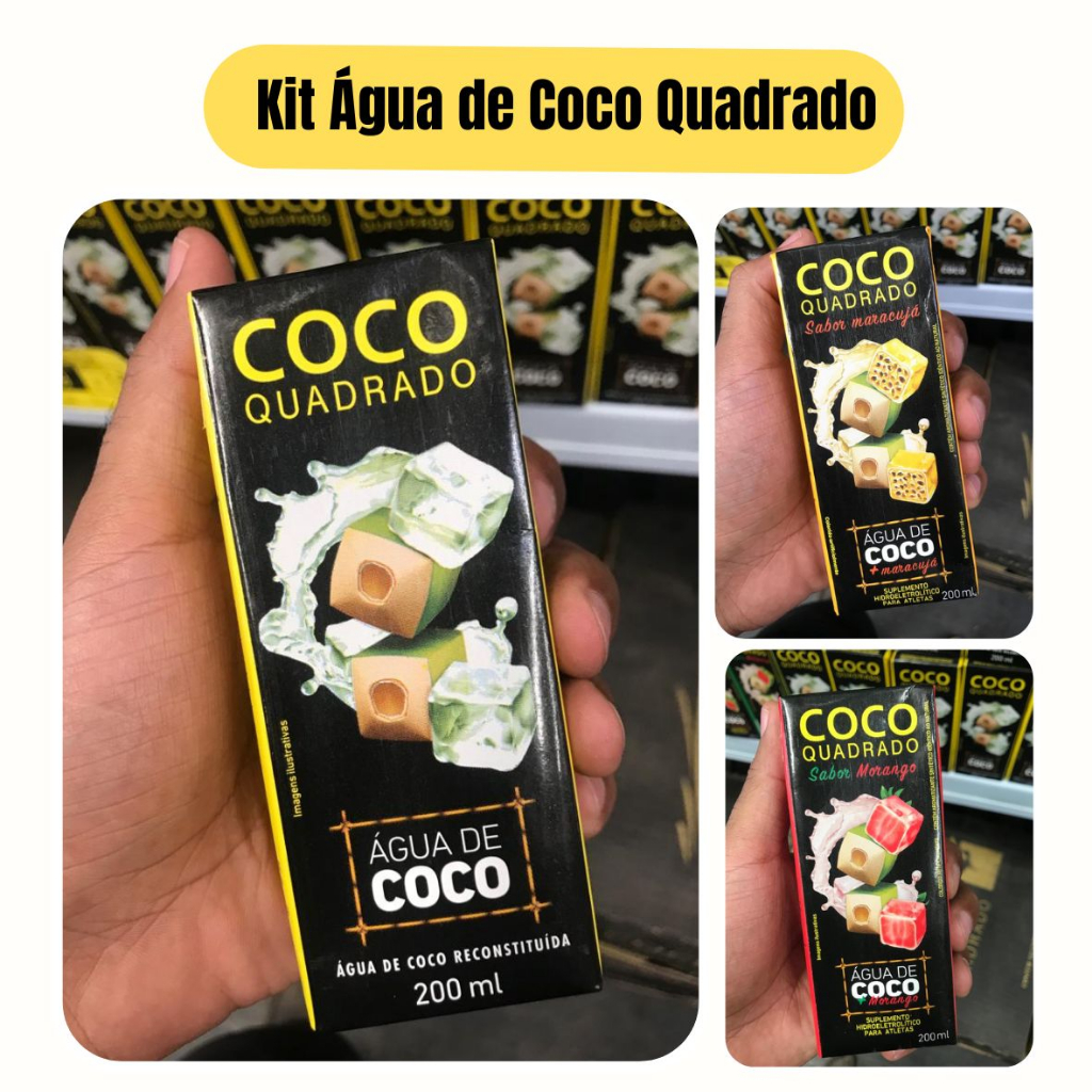 Água de Coco - Coco Quadrado 1L Sabor Morango (Caixa com 12 unidades) - Coco  Quadrado