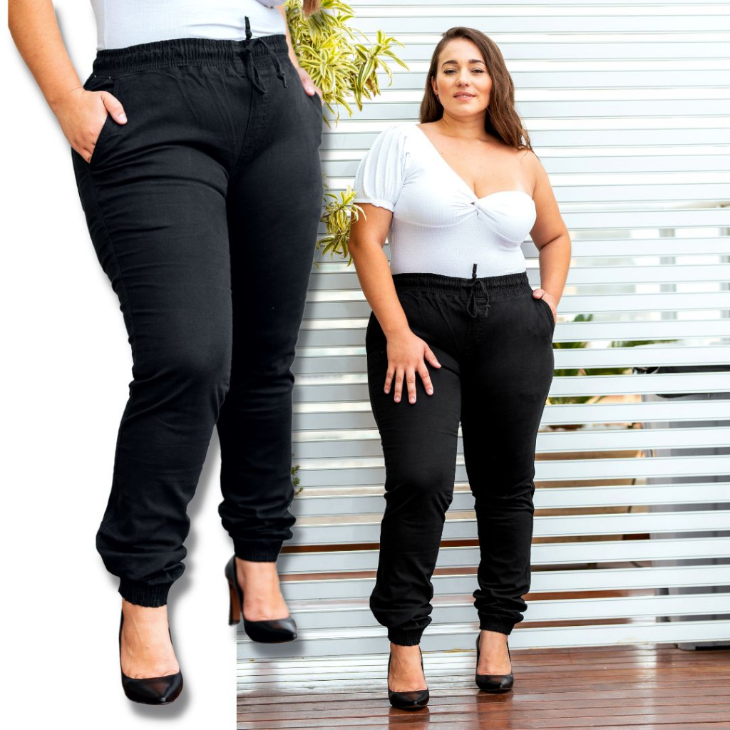 Calça Jogger Feminina Plus Size Look Casual Linha Premium