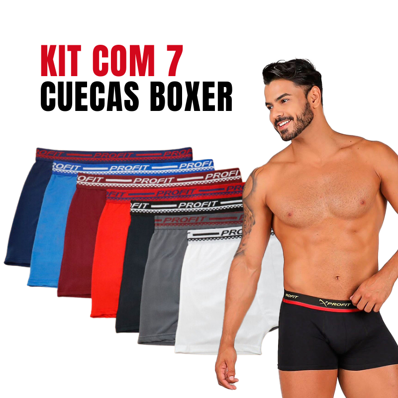 Kit 7 Cuecas Boxer Adulto de Microfibra Masculina Lisa Box
