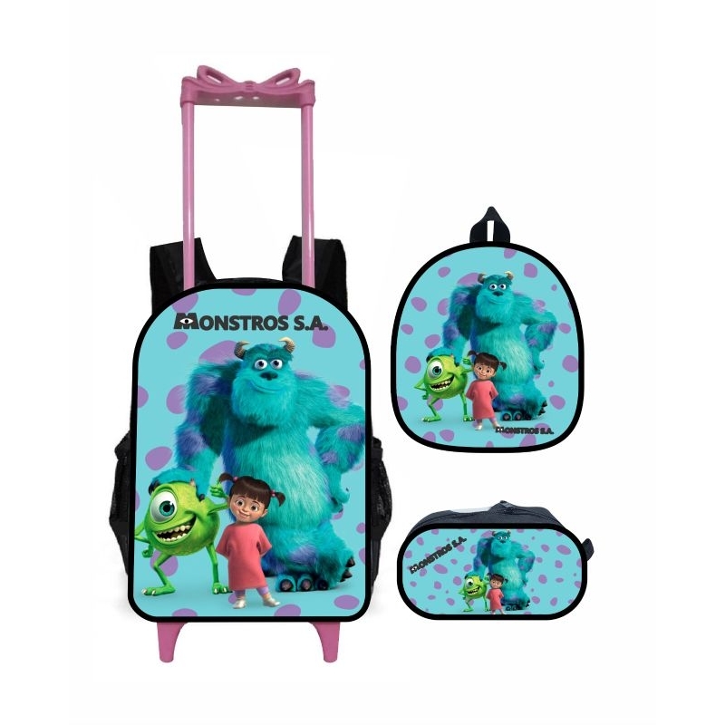 mochila monstros S.A. SA kit escolar mochila com carrinho | Shopee Brasil