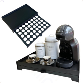 Bandeja Preta Para porta 40 Capsulas Cafeteira Gaveta Embutida decorativo Dolce Gusto grande mdf organizador apoio servir chá cafeteira