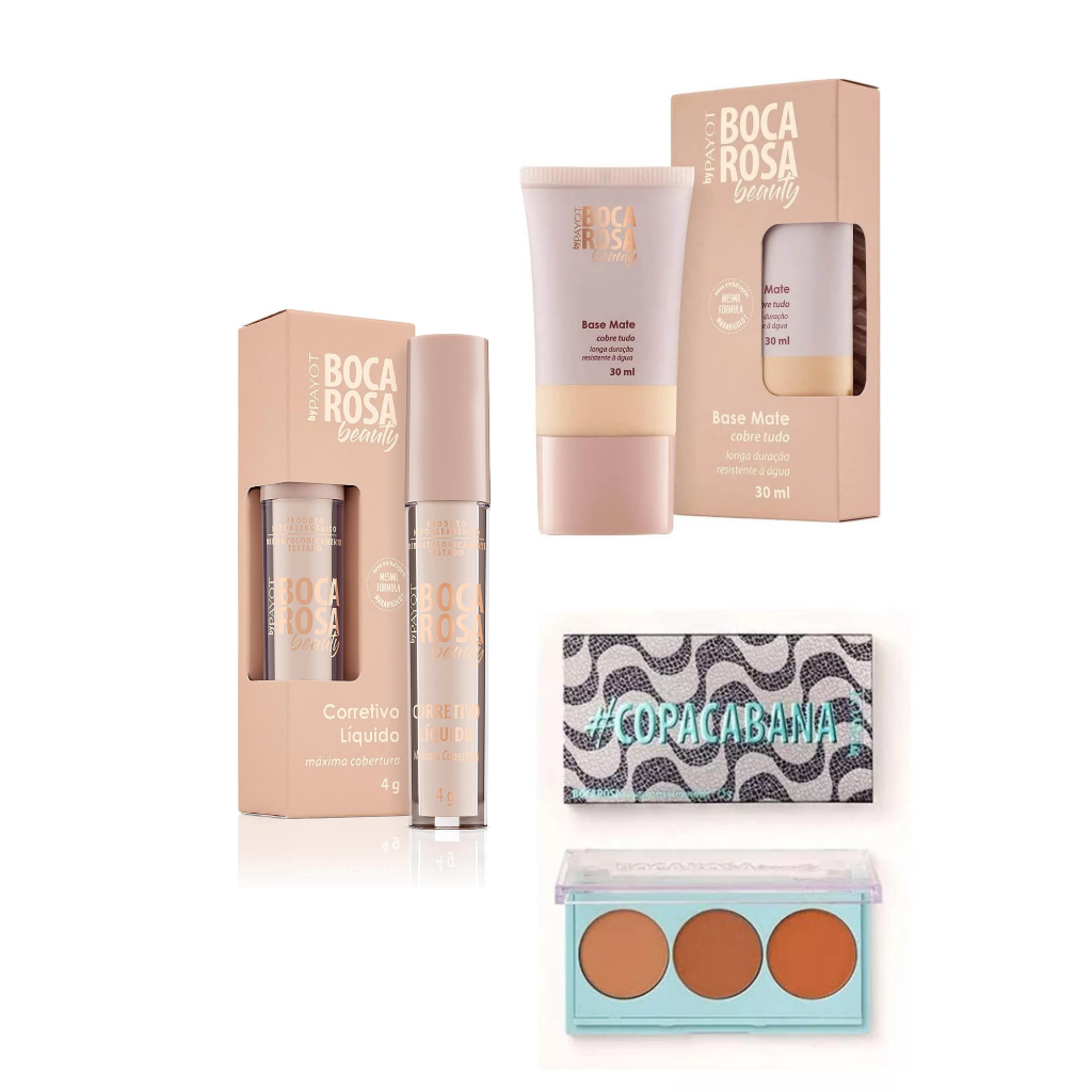KIT PROMOCIONAL BOCA ROSA BEAUTY Base + Corretivo + Paleta de Contorno ...