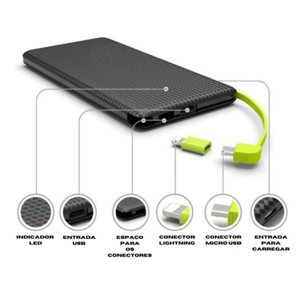 Carregador Portátil Pineng Power Bank 10.000mah,5000mah com adaptador iPhone,V8