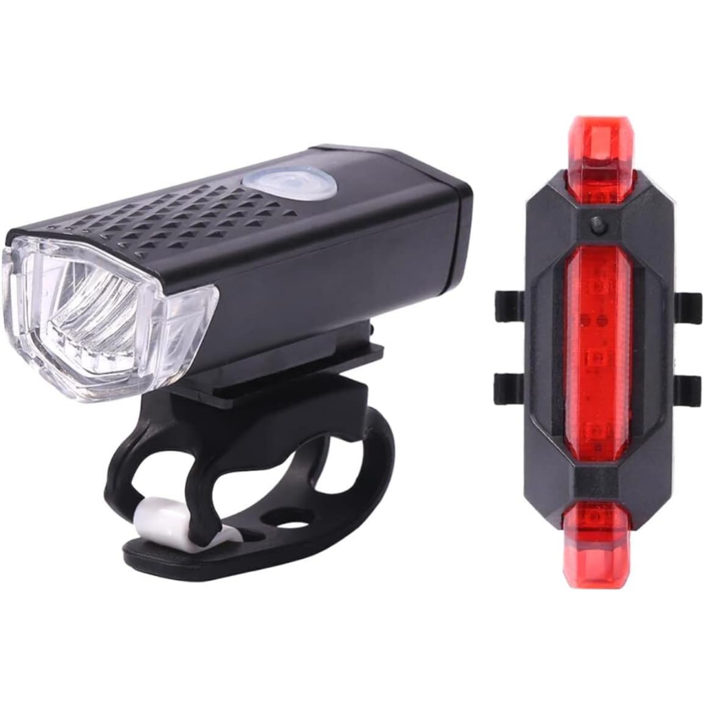 Kit Farol Dianteiro Lanterna Traseira Para Bike Bicicleta Iluminação Noturna Recarregável USB
