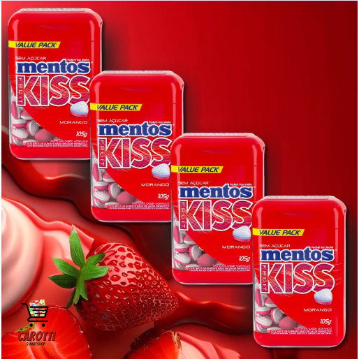 Mentos Kiss Fruit Sabor Morango Kit 4 Unidades 105g Shopee Brasil 9065