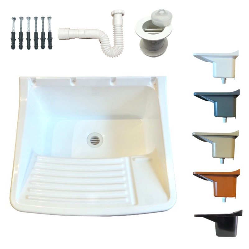 Tanque com Sifão Ralo e Kit de Instalação Completo Tanquinho Pia de Lavanderia Resistente Sifão