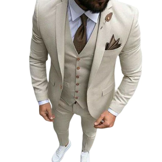 Terno Italiano Slim Masculino Bege Menor Preço