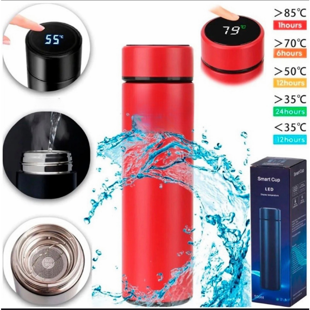 Garrafa Térmica Inteligente Sensor De Temperatura Digital Led Café Água Quente Gelado