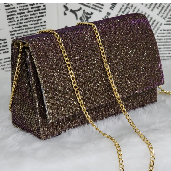 Bolsa De Festa Bolsinha De Mão Com Glitter Com Alça Corrente, Feminina ...