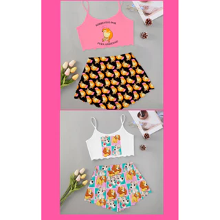 Babydoll novidades pijama de ondinhas moda verão roupa de dormir cachorro vaca coelho