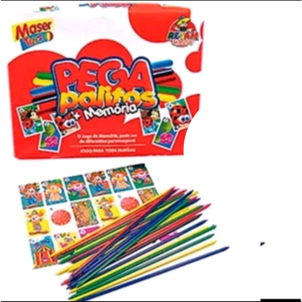 kit 10 JOGOS PEGA VARETA COM 25 VARETAS PLASTICO + JOGO DA MEMORIA ...