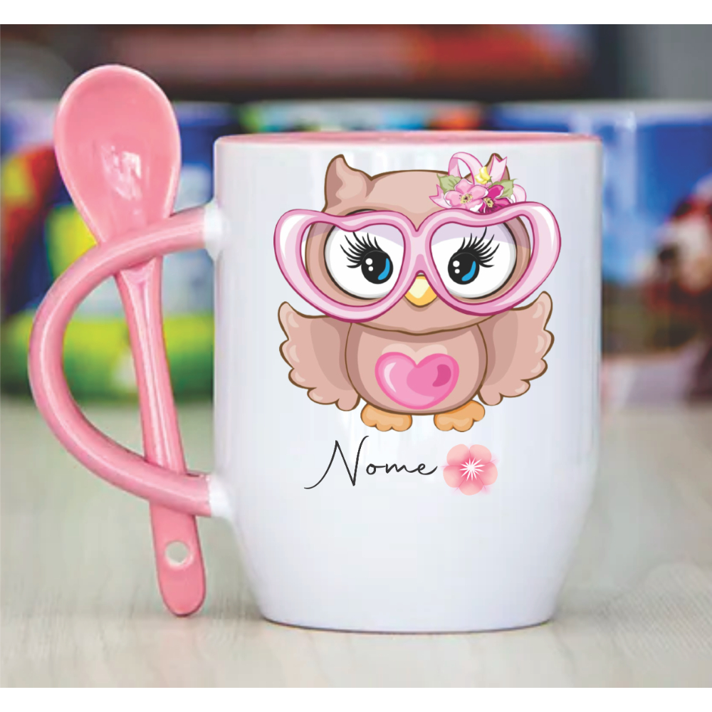 Caneca Coruja Fofa Personalizada com Nome - Promoção