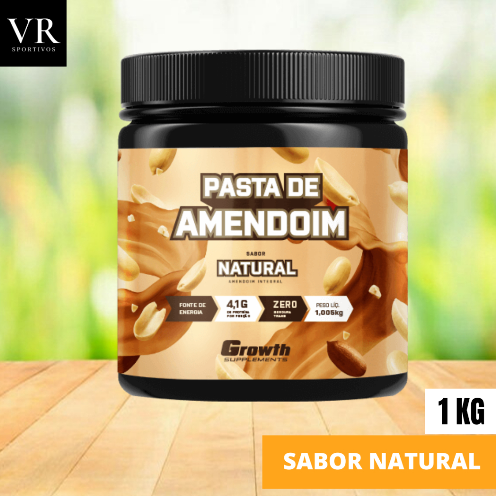 Pasta de Amendoim 1kg Growth Suplemments Sabor Natural Integral Torrado  Original