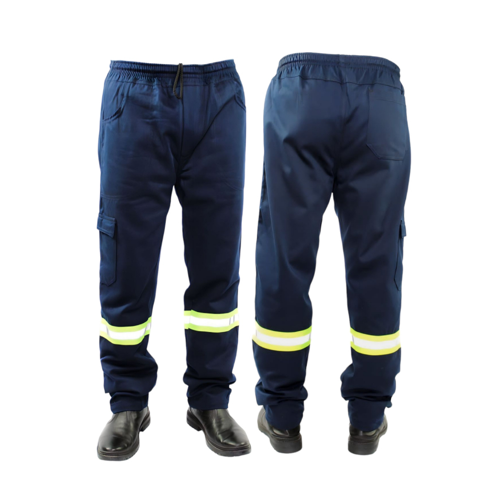 Calça BRIM Trabalho Reforçada Uniformes Profissional FAIXA REFLETIVA