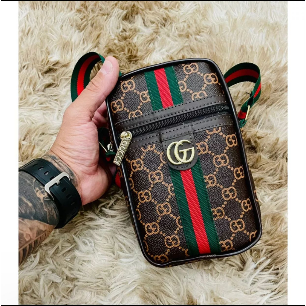 Bolsa Bag Lateral Shoulder Pochete com ziper Masculino Alça regulável