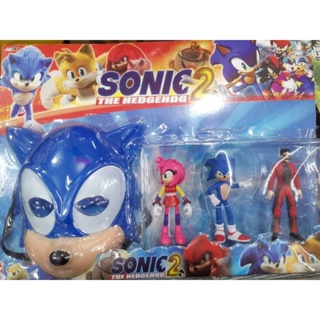 Kit Sonic Cartelado com 3 Bonecos 12 cm mais mascara