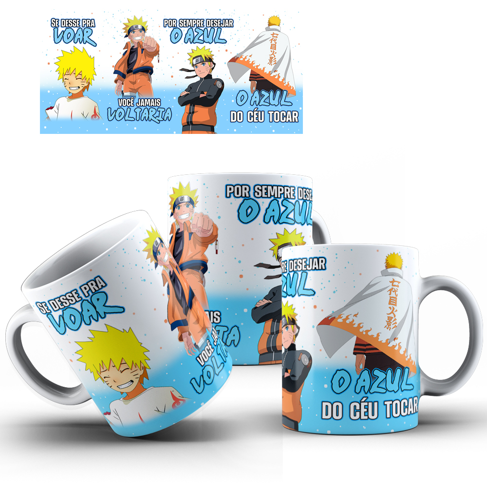 Caneca Anime Boruto Logo Personagens - Interior E Alça Laranja