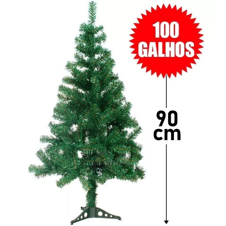 Árvore De Natal Pequena Pinheiro Verde Luxo 90cm -100 Galhos