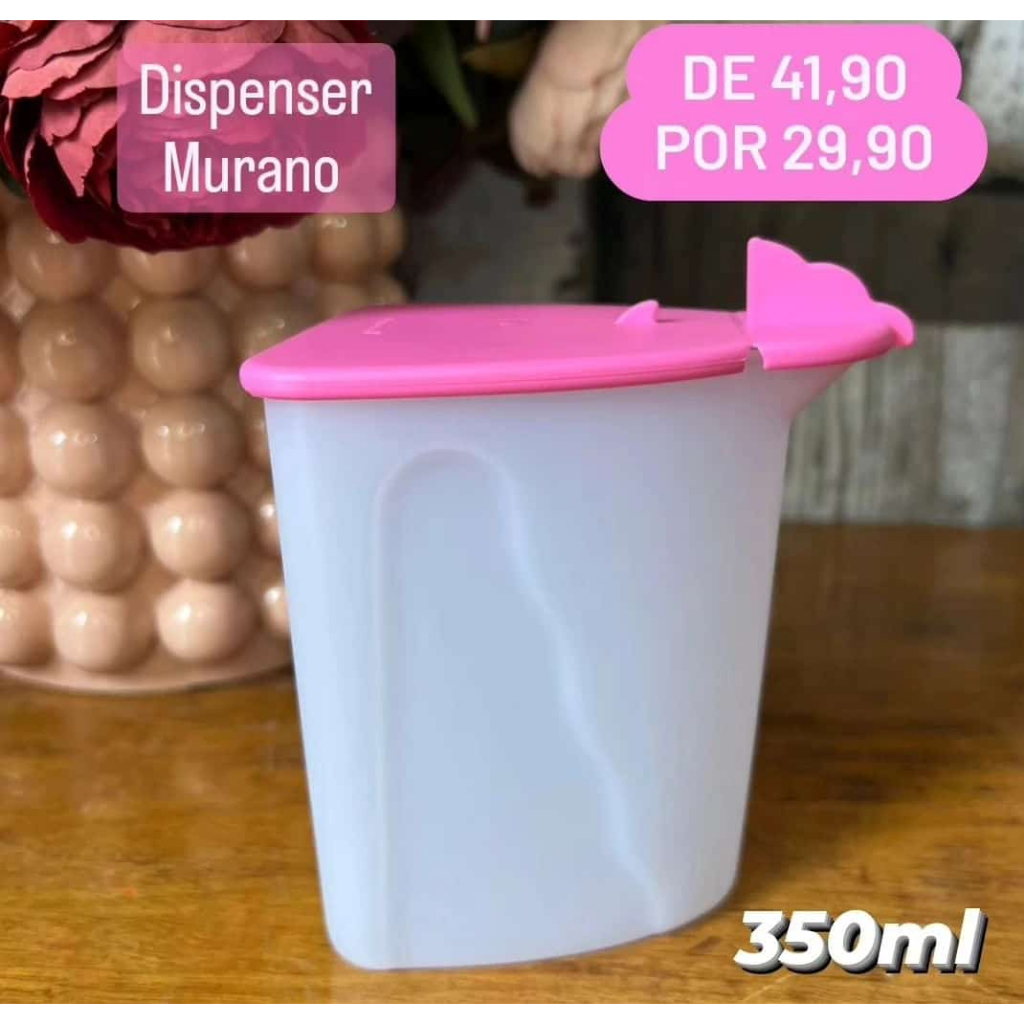 Tupperware Dispenser Murano 350ml Tampa Rosa | Shopee Brasil