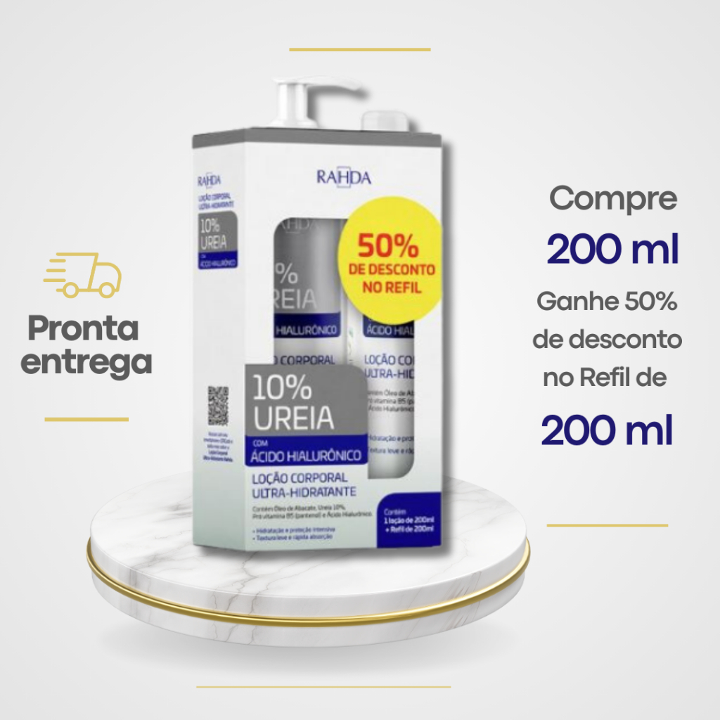 Kit promocional Loção Corporal Ultra-Hidratante Ureia 10% 200 ml Rahda ...